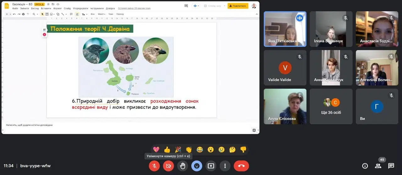 Відкрите заняття на тему: “Основи еволюційного вчення”